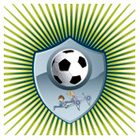 Penalty shootout badge with a football