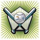 Rounders badge with crossed bats and a ball